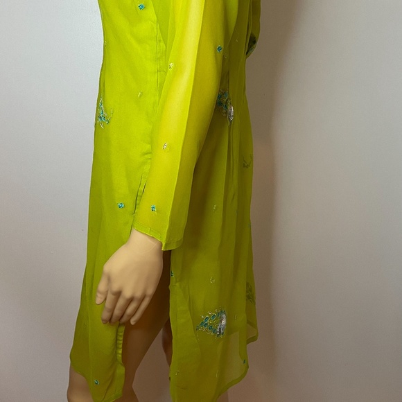 Handmade eastern lime green sheer vintage tunic! - Picture 8 of 13